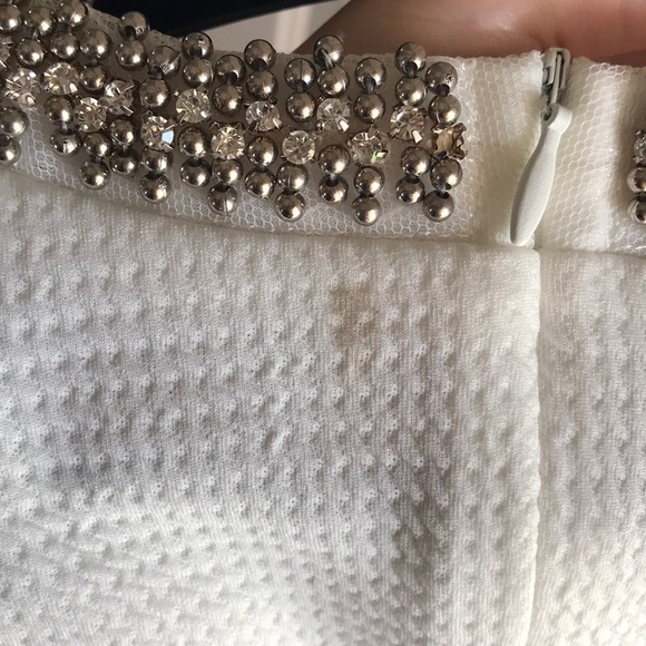 White Sleeveless Shirt with Jeweled Neckline - Picture 6 of 6